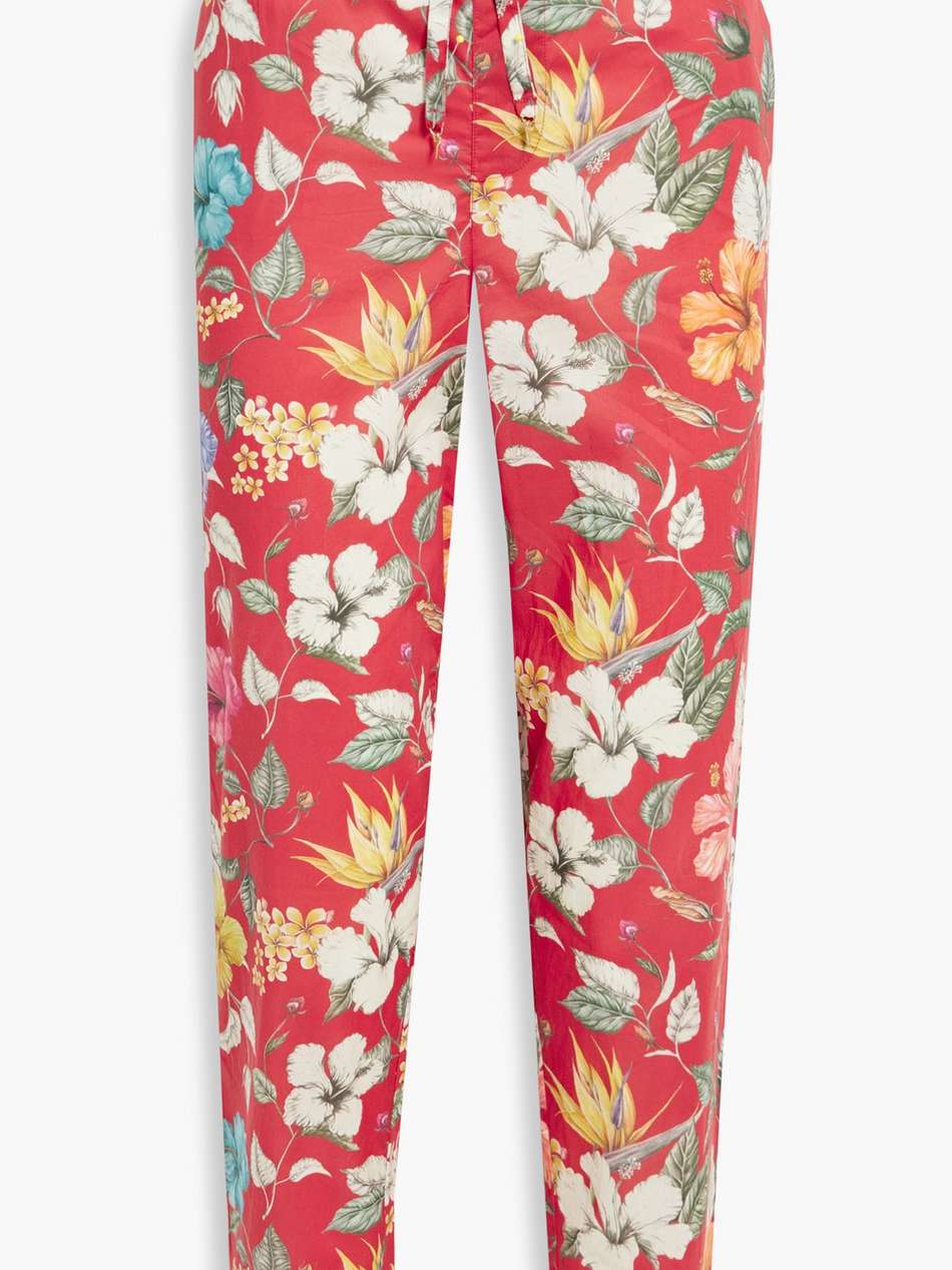 easy floral-print cotton-poplin tapered pants