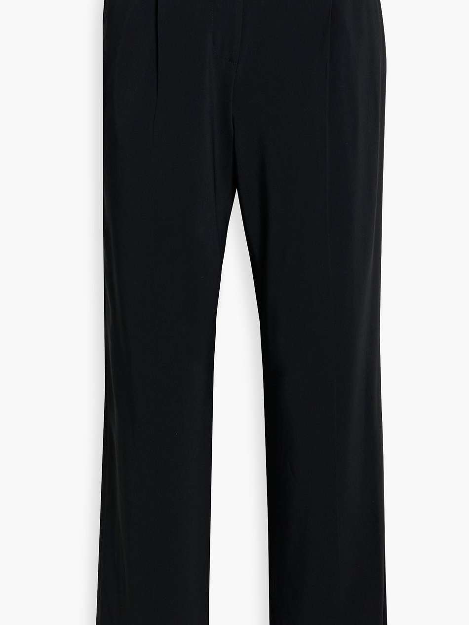 pleated crepe de chine straight-leg pants