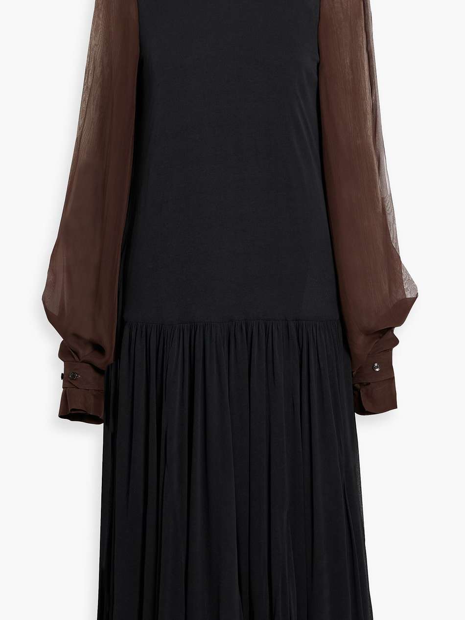 chiffon-paneled crepe dress