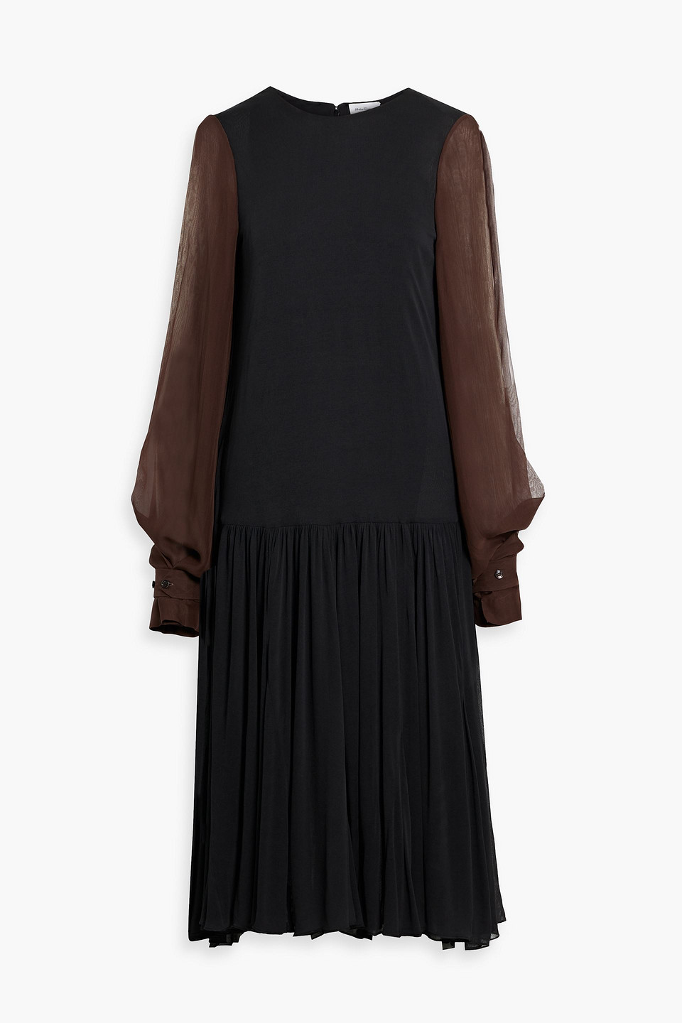 Ferragamo Chiffon-paneled Crepe Dress In Black