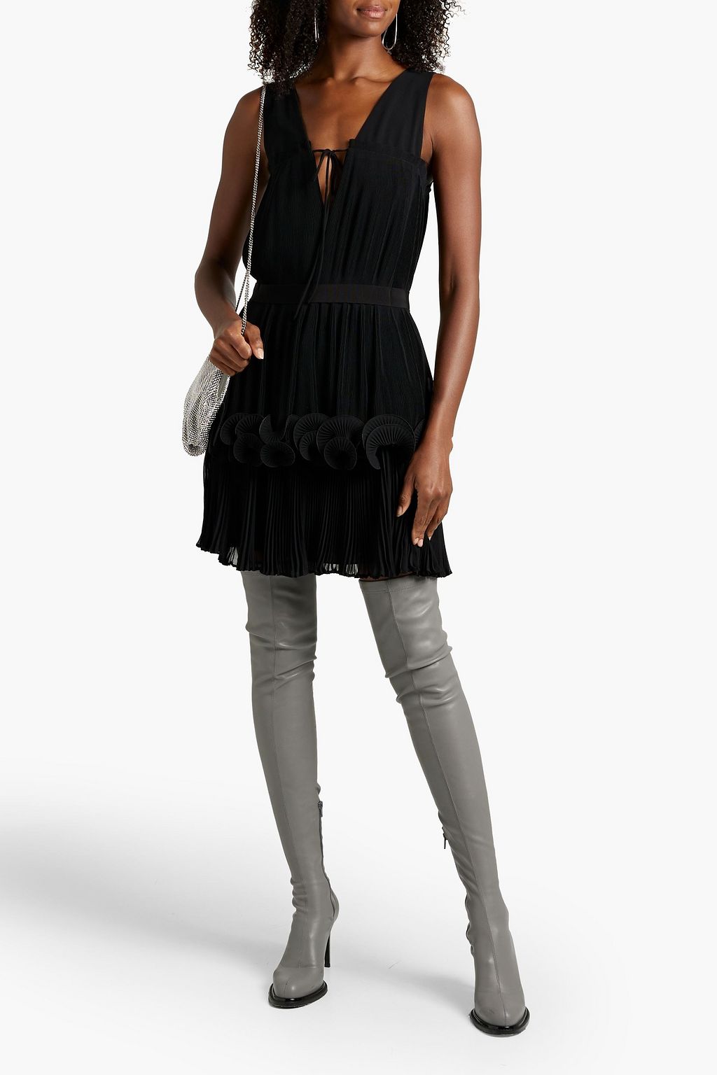 STELLA MCCARTNEY Tiered plissé-chiffon mini dress