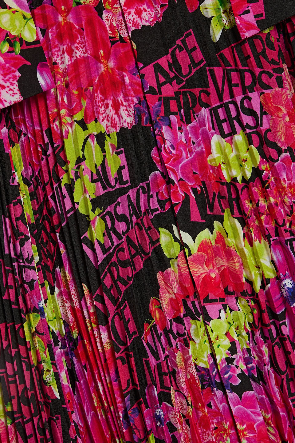 ワンピース VERSACE ORCHID LOGO DRESS Versace Logo Orchid Midi Shirt Dress, Female, Black+print
