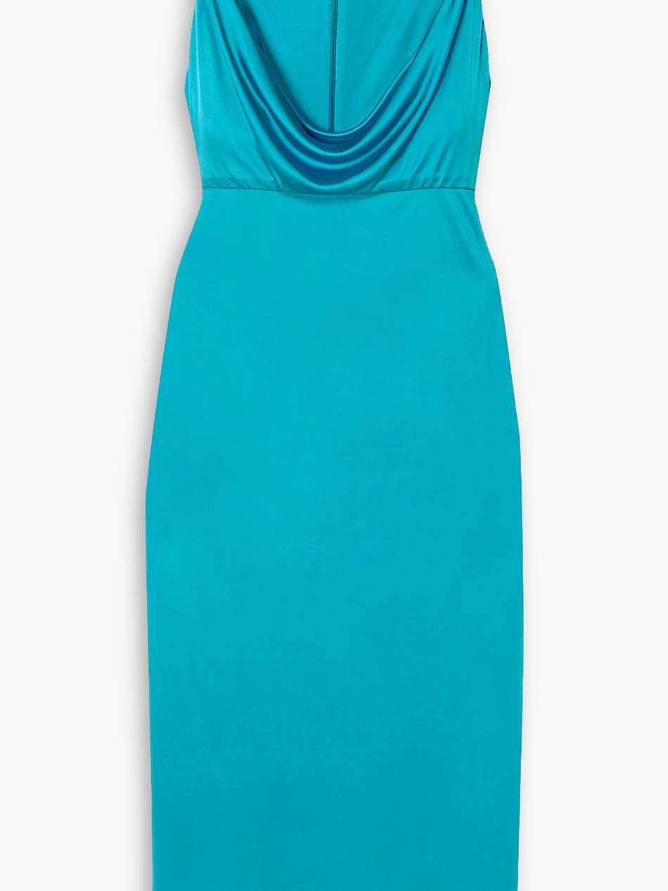 embellished draped metallic jersey dress