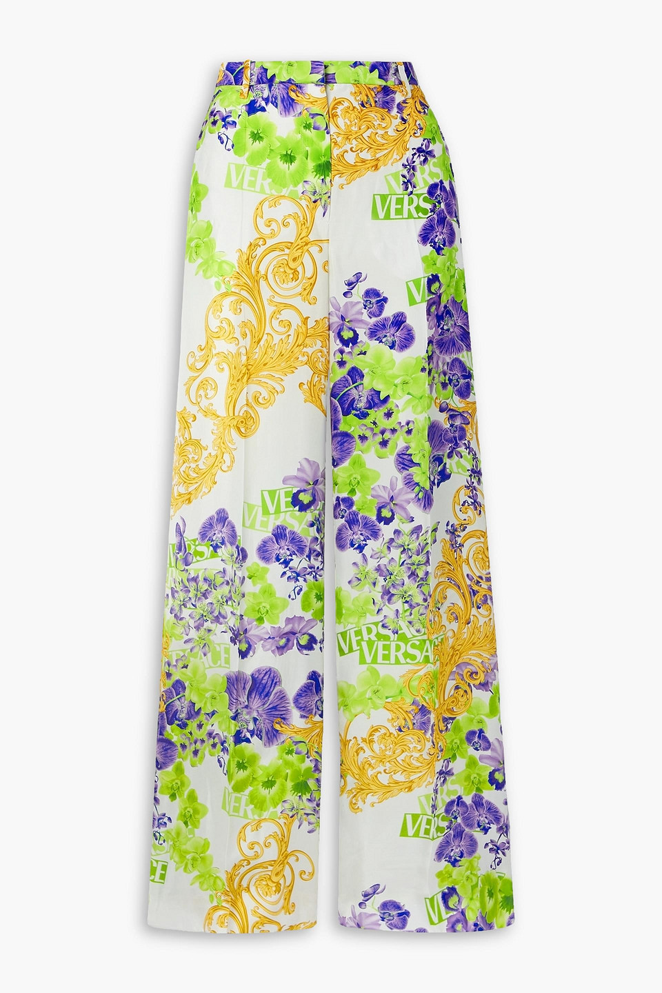 versace - printed straight-leg satin pants - multicolor - it 44