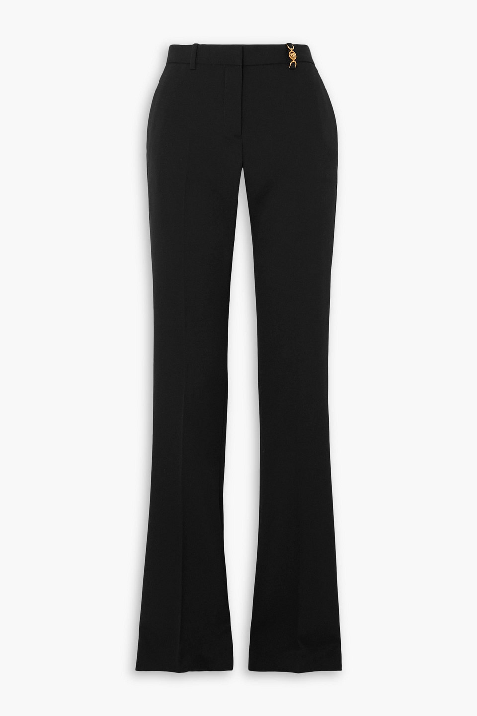 Versace Black Flared Tailored Low Waisted Pants In Stretch Wool Woman