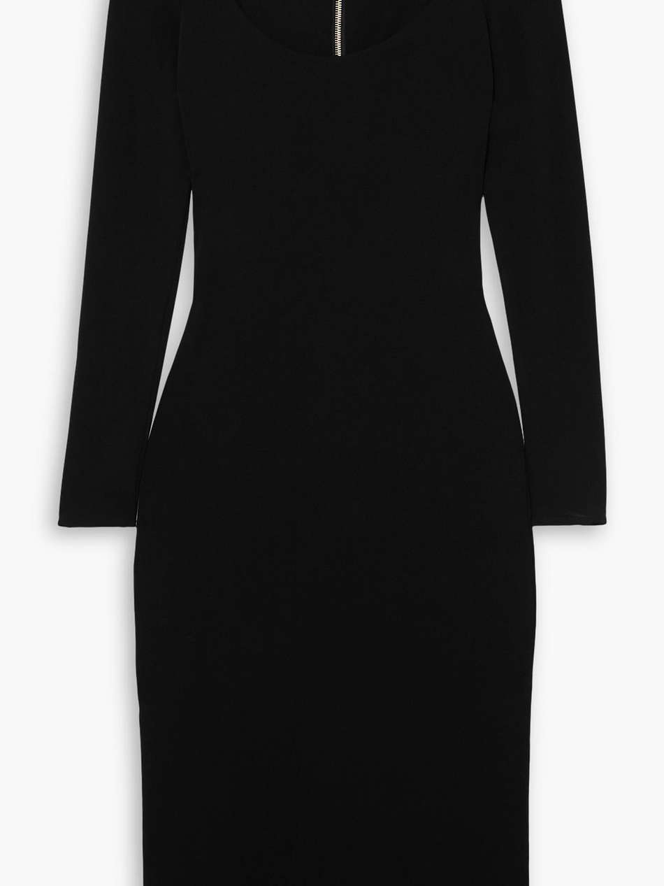 embellished stretch-crepe midi dress