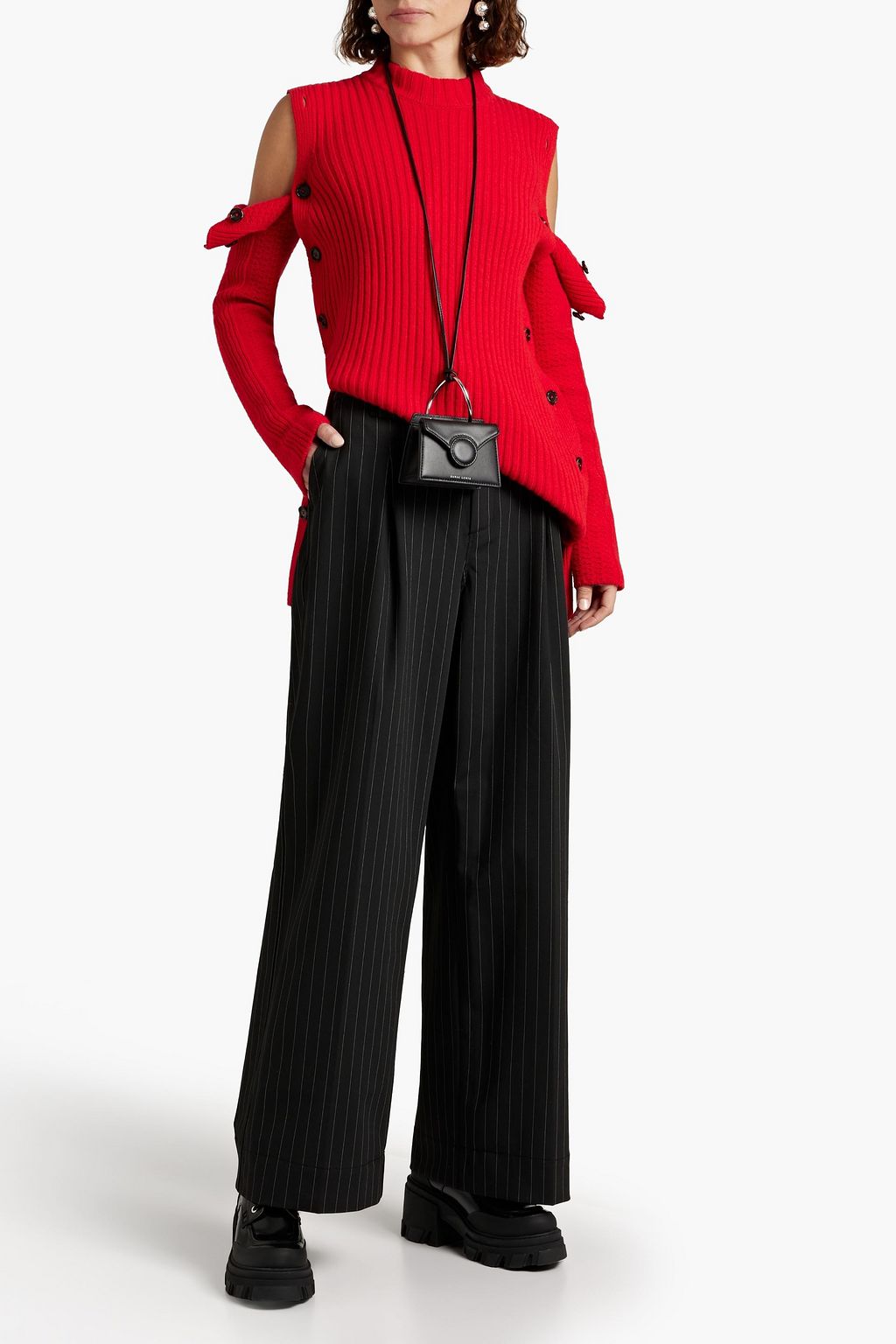 GANNI Pinstriped twill wide-leg pants