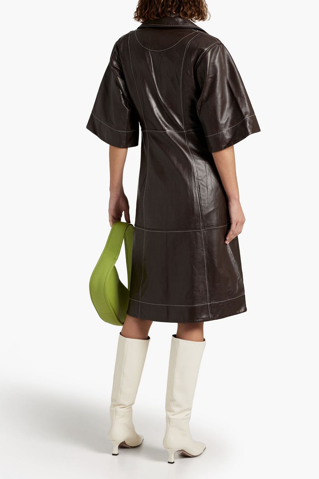 GANNI Leather shirt dress