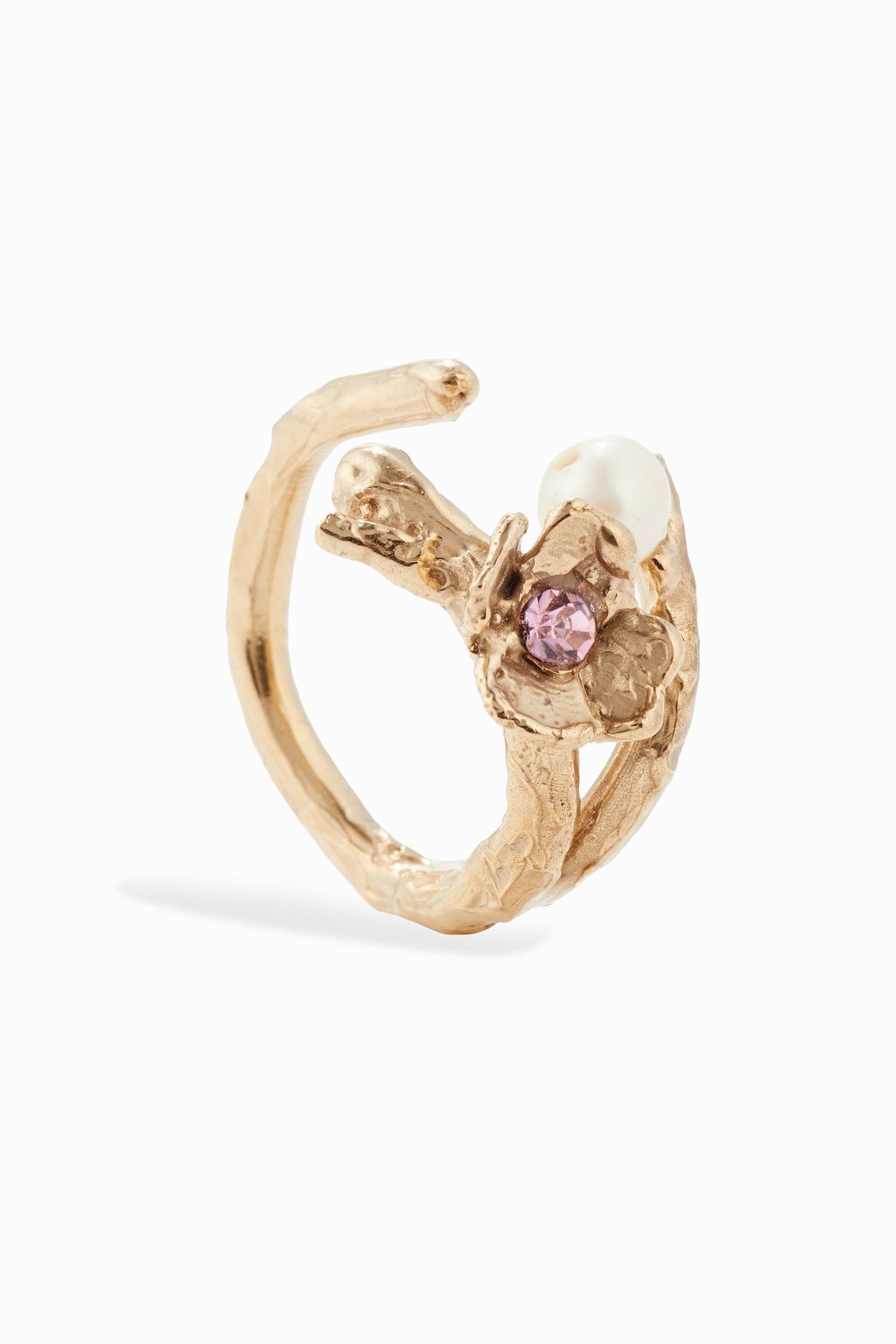 ​ANITA BERISHA 14 KT. vergoldeter Ring mit Süßwasserperlen und Swarovski-Kristallen