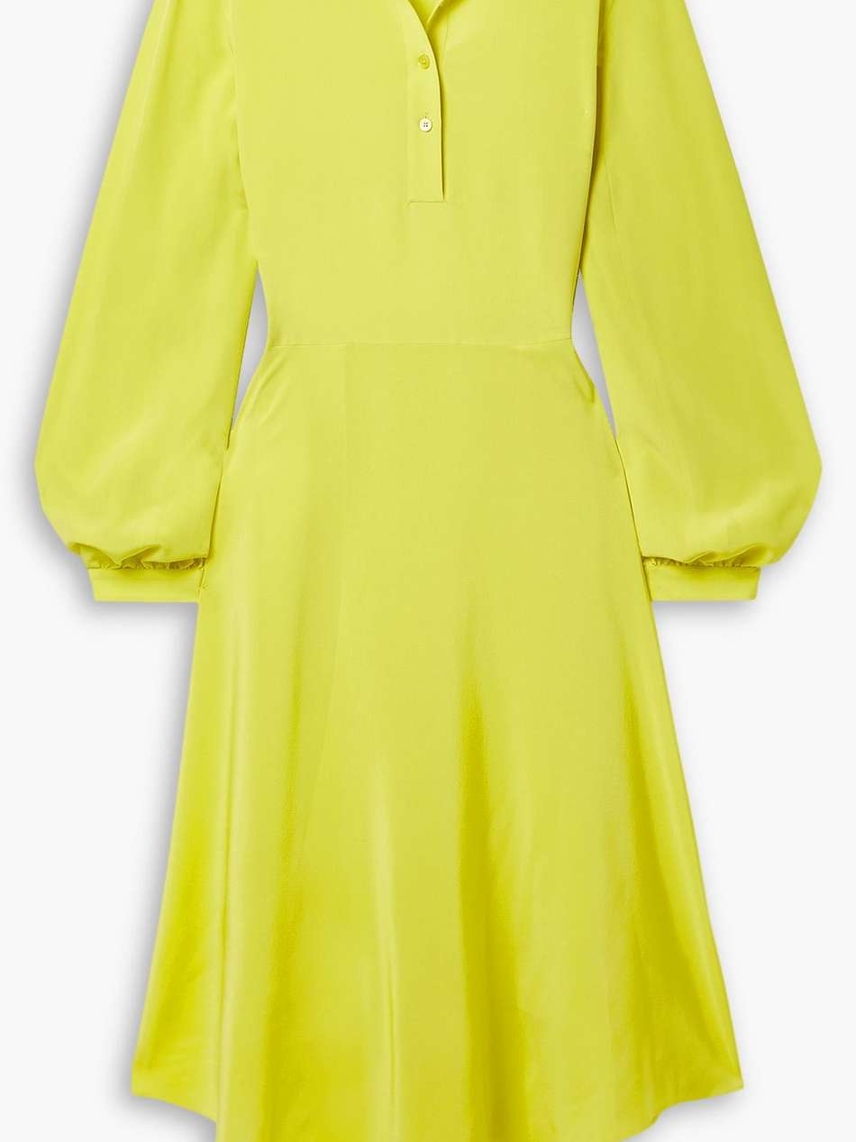 asymmetric silk crepe de chine midi dress