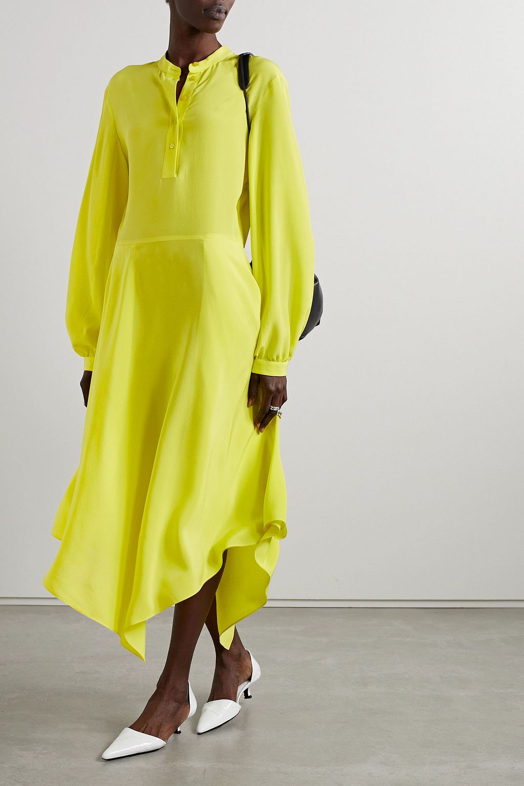 STELLA MCCARTNEY Asymmetric silk crepe de chine midi dress