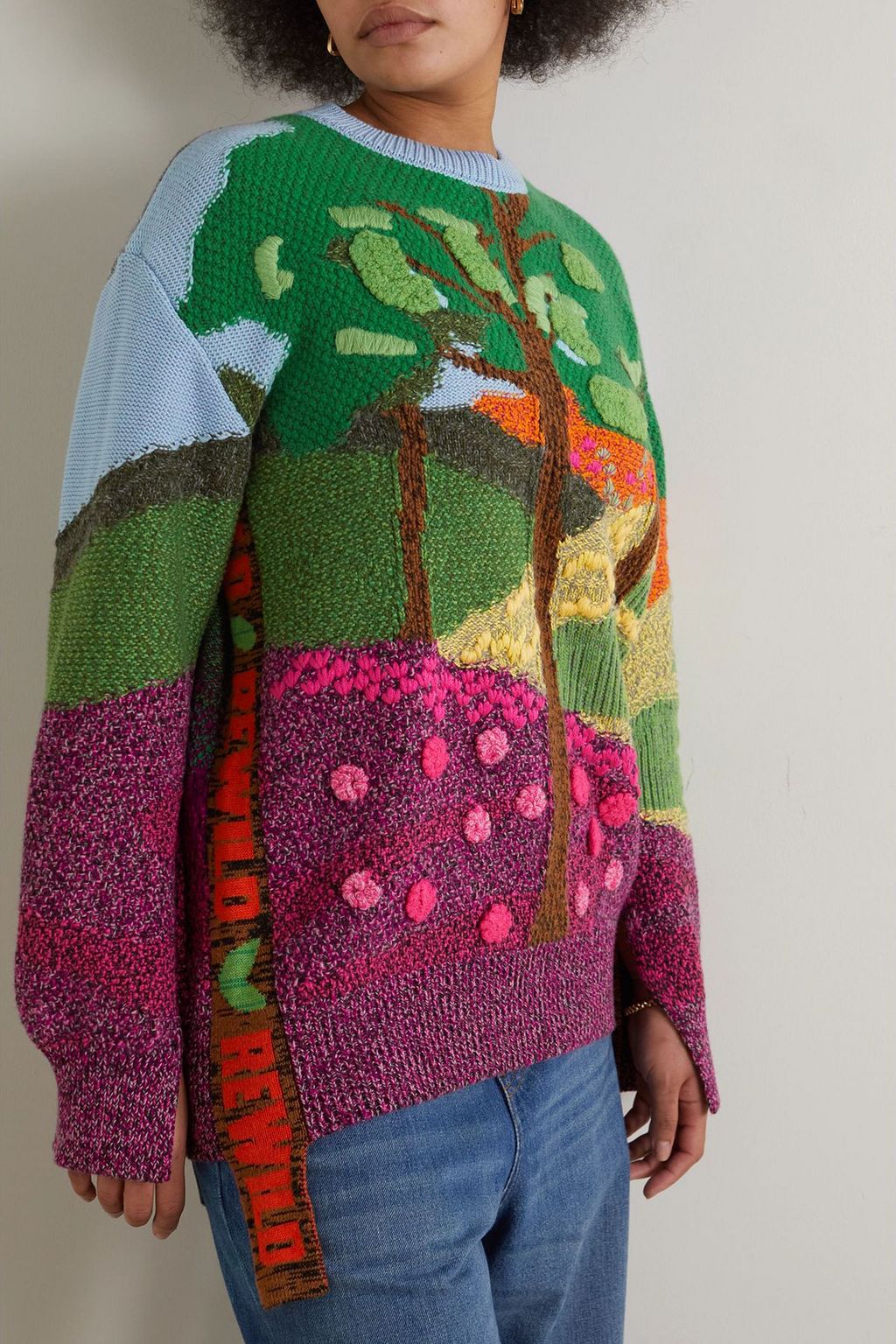 STELLA MCCARTNEY Tree of Life intarsia wool and cotton-blend sweater