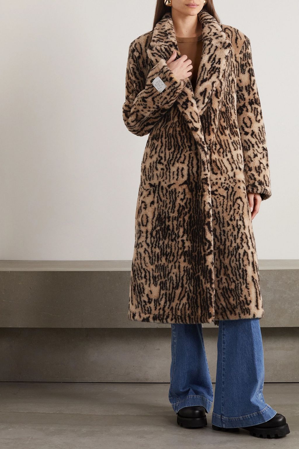 STELLA MCCARTNEY Animal-print wool-blend faux fur coat
