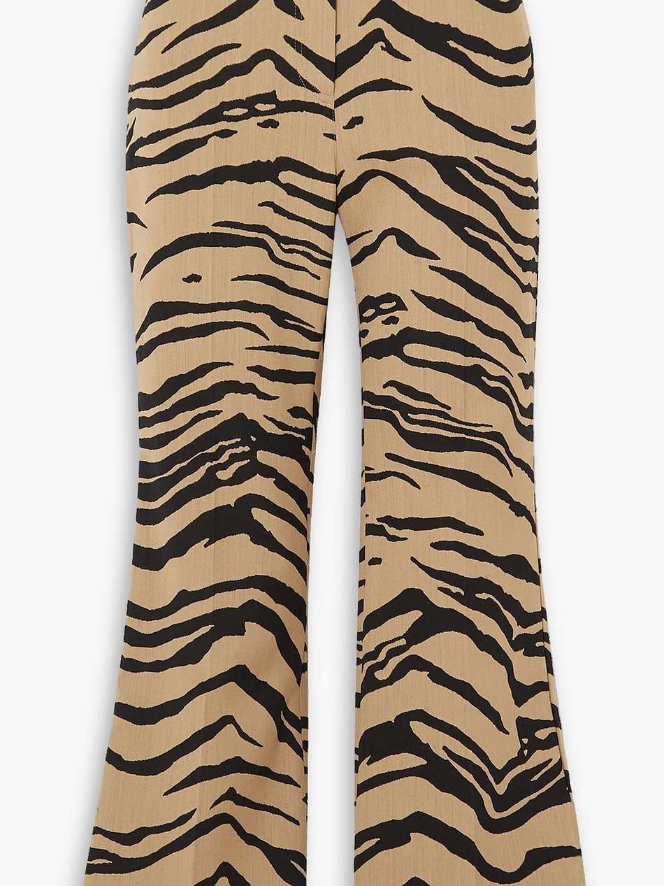 cropped zebra-print wool-blend flared pants