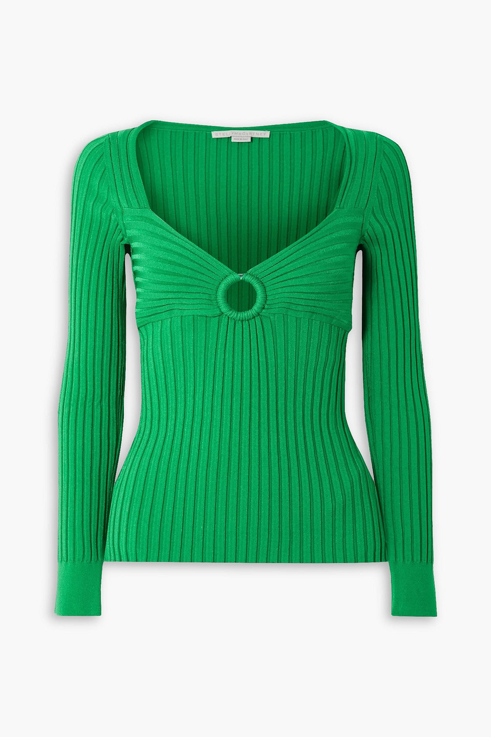 Stella Mccartney Gathered Ring Technical Knit Sweater In Green