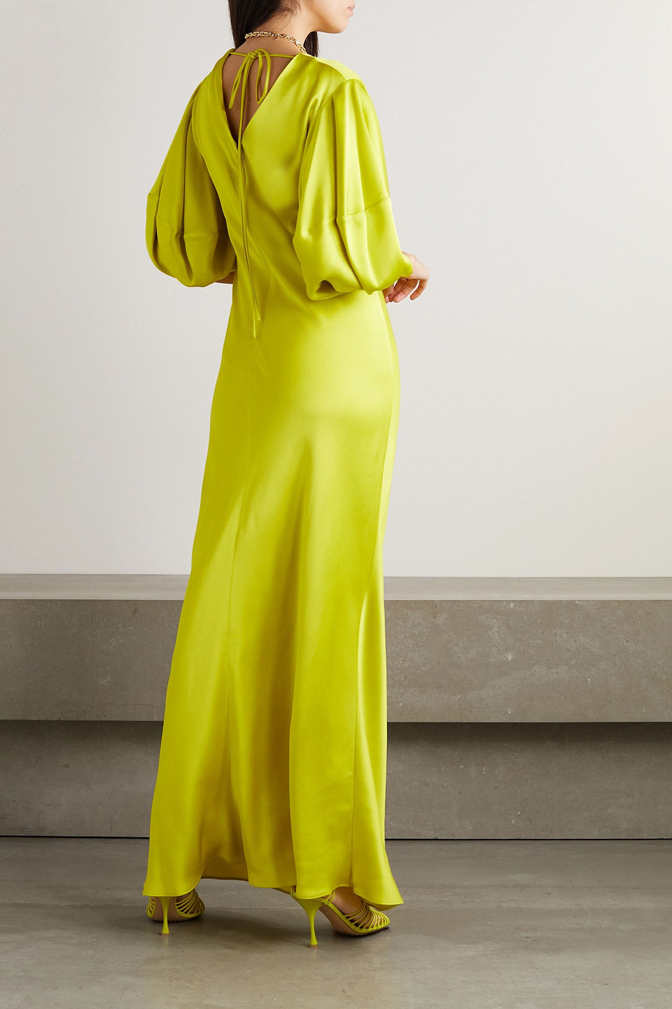  Stella Mccartney - Maxikleid Aus Satin Mit Cut-out - Grün - It 34 