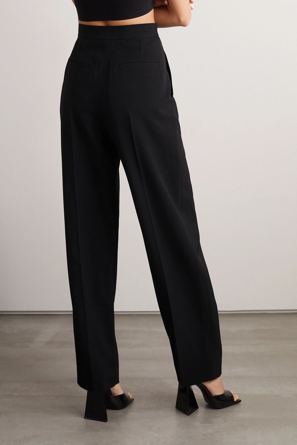 STELLA MCCARTNEY Pleated stretch-twill straight-leg pants