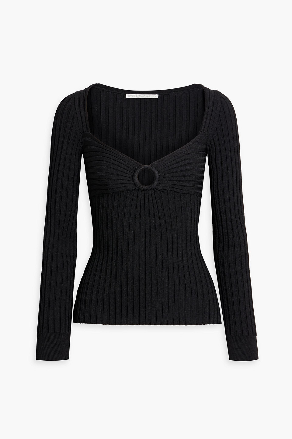 Stella Mccartney Ring-embellished Ribbed-knit Top In Black