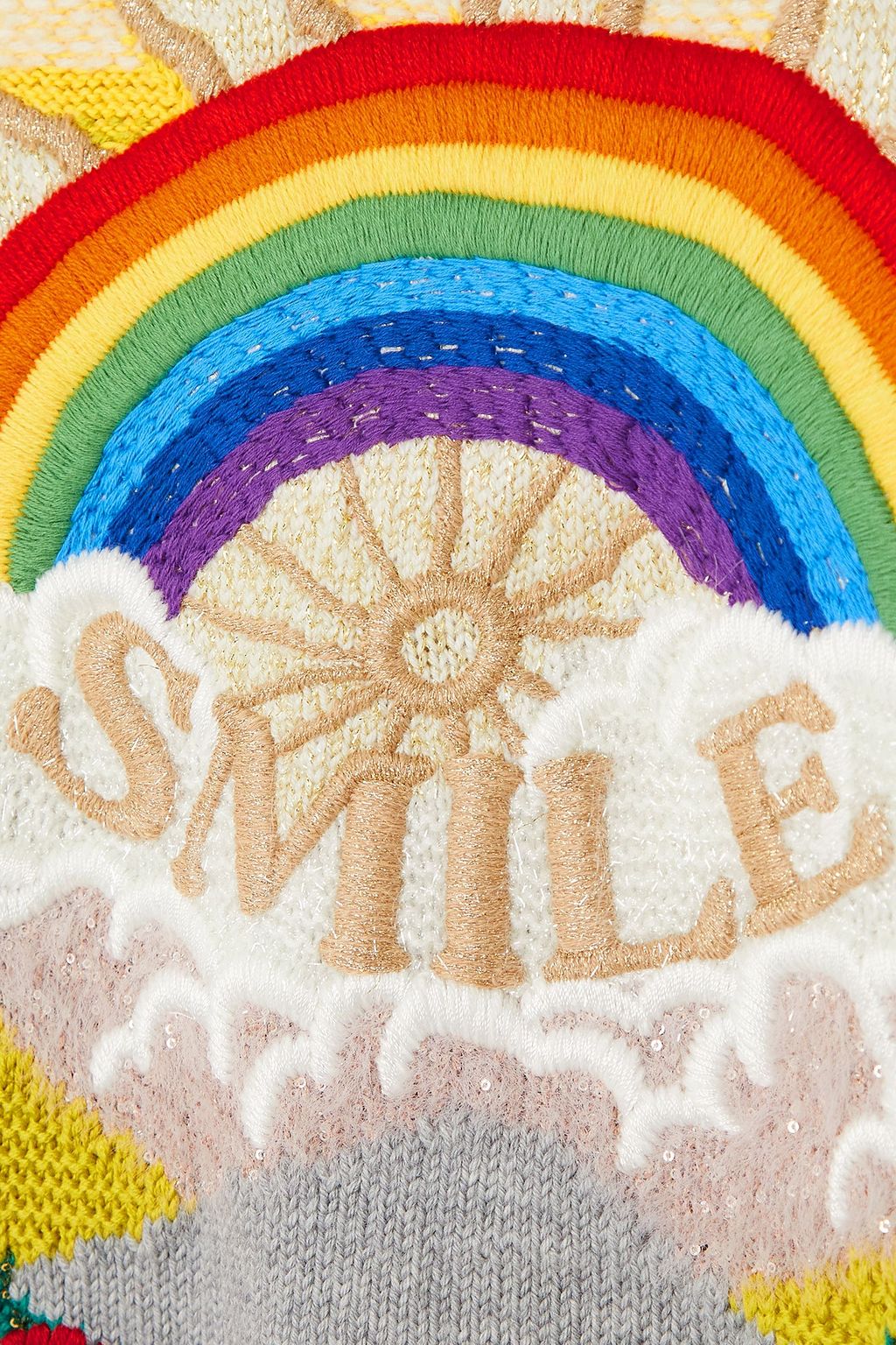 STELLA MCCARTNEY Festive Smile embroidered intarsia wool-blend sweater