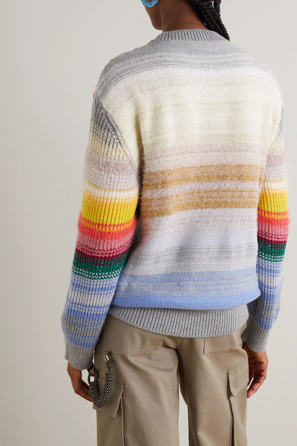STELLA MCCARTNEY Festive Smile embroidered intarsia wool-blend sweater