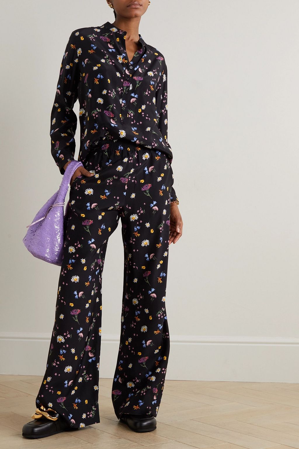STELLA MCCARTNEY Floral-print silk wide-leg pants