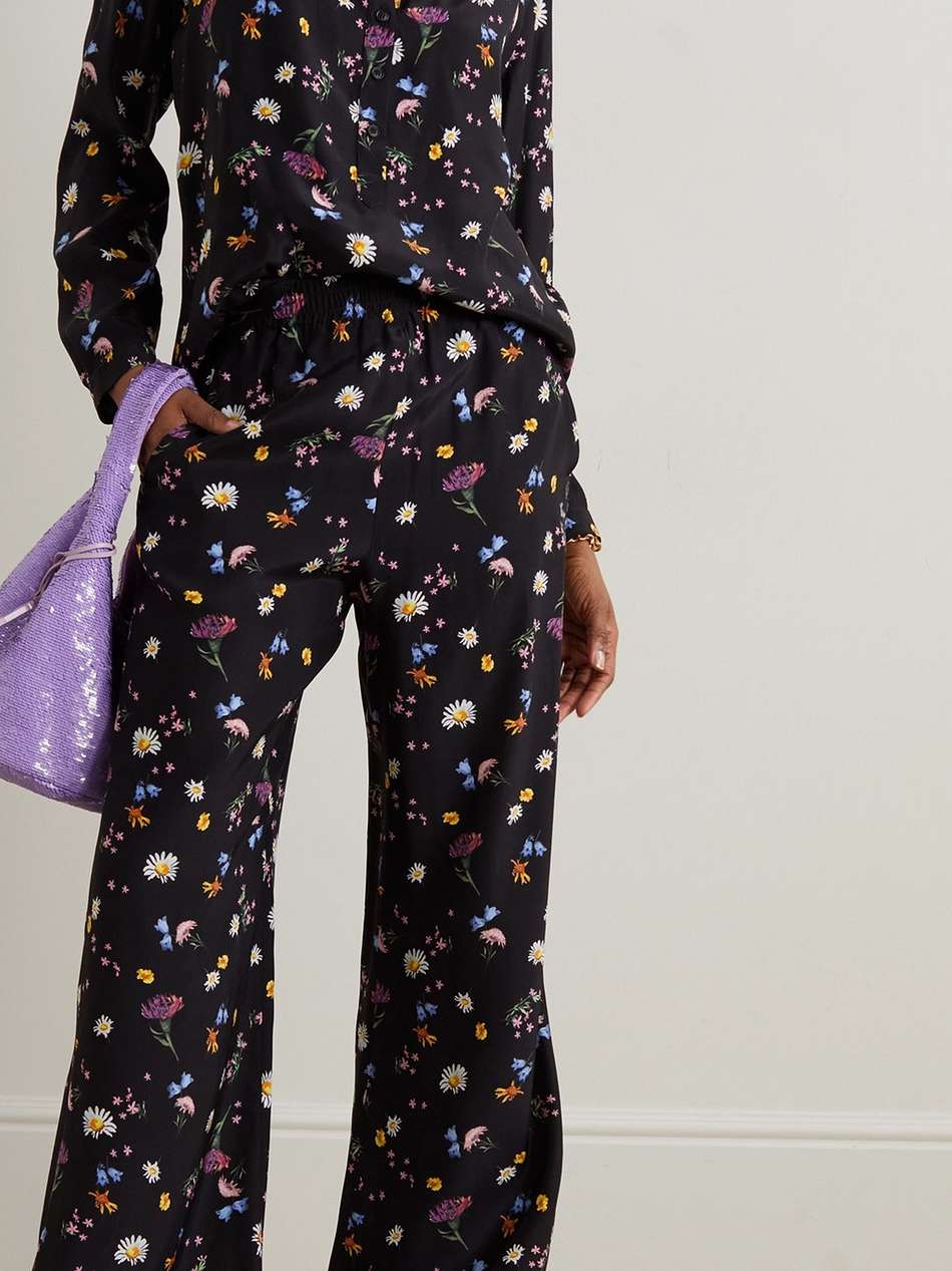 floral-print silk wide-leg pants