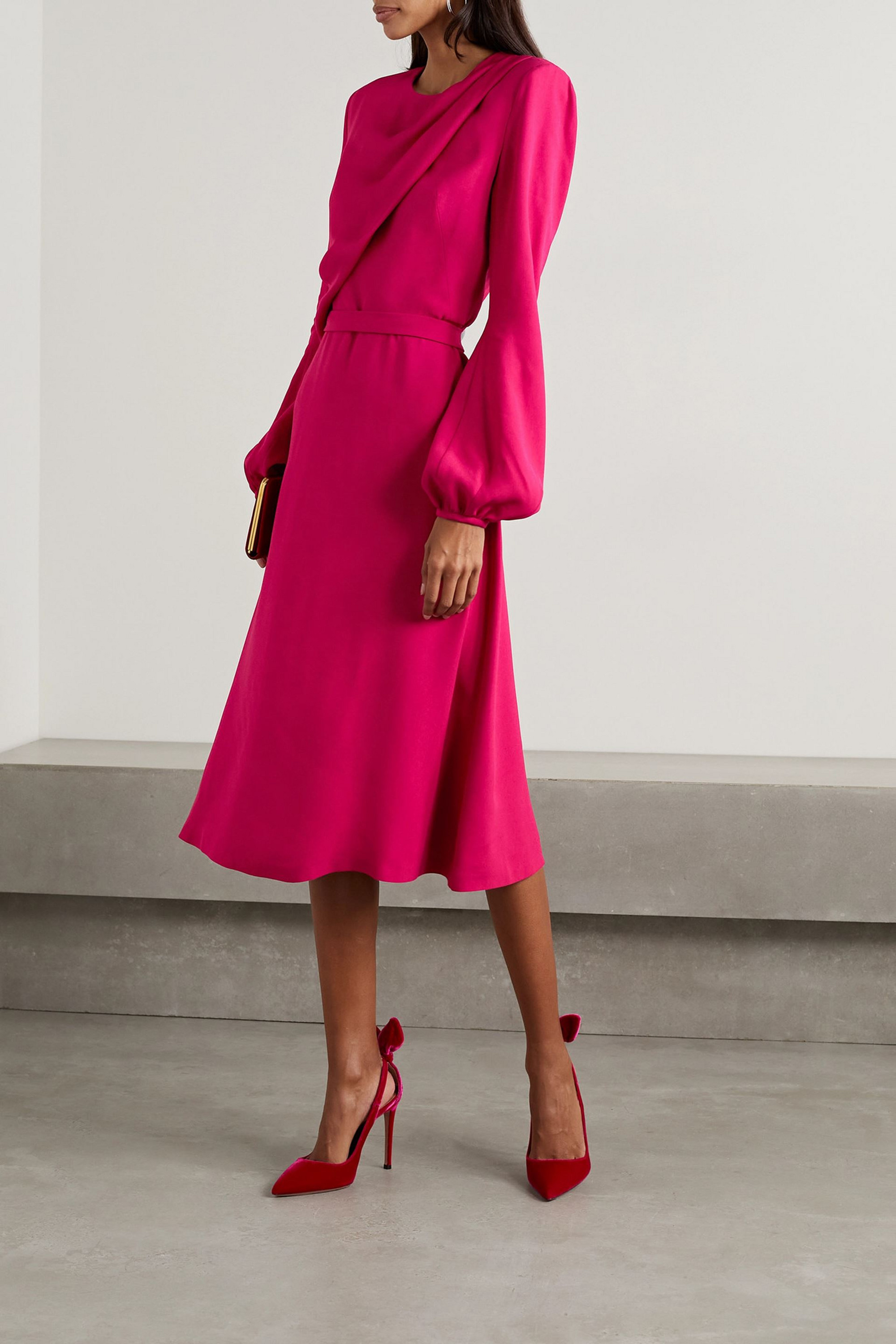 Stella McCartney Belted draped crepe midi dress
