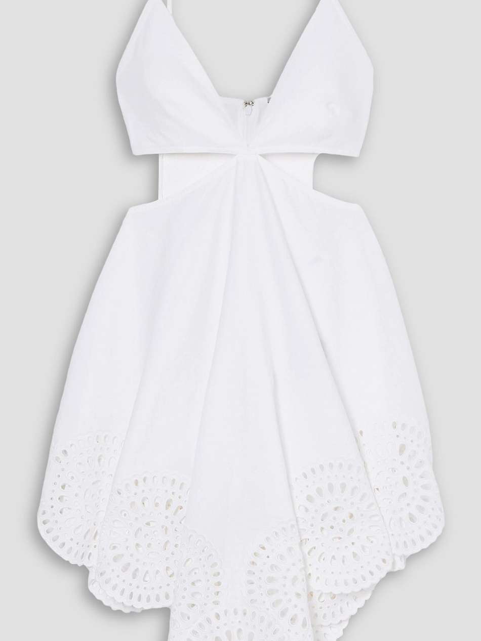 cutout asymmetric broderie anglaise poplin mini dress