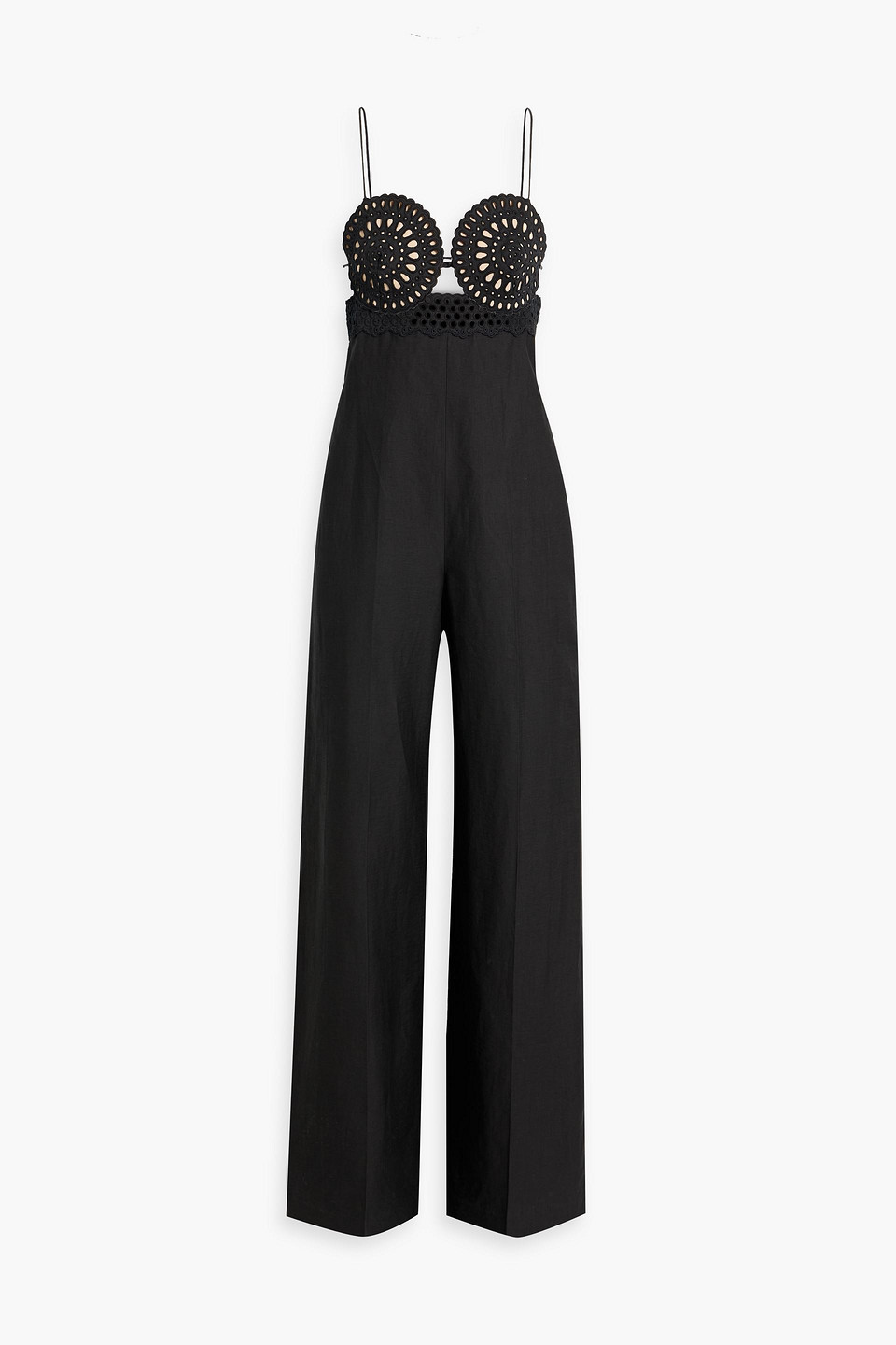 Stella Mccartney Broderie Anglais Flared-leg Jumpsuit In Black