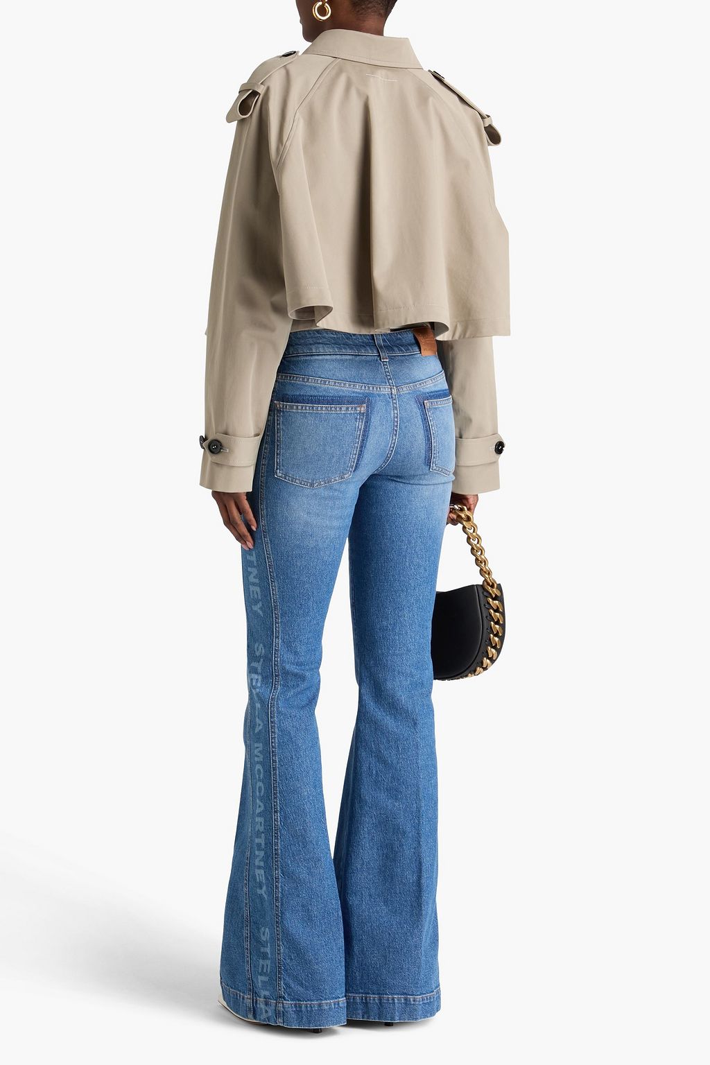 STELLA MCCARTNEY 로고 프린트 미드라이즈 플레어 진