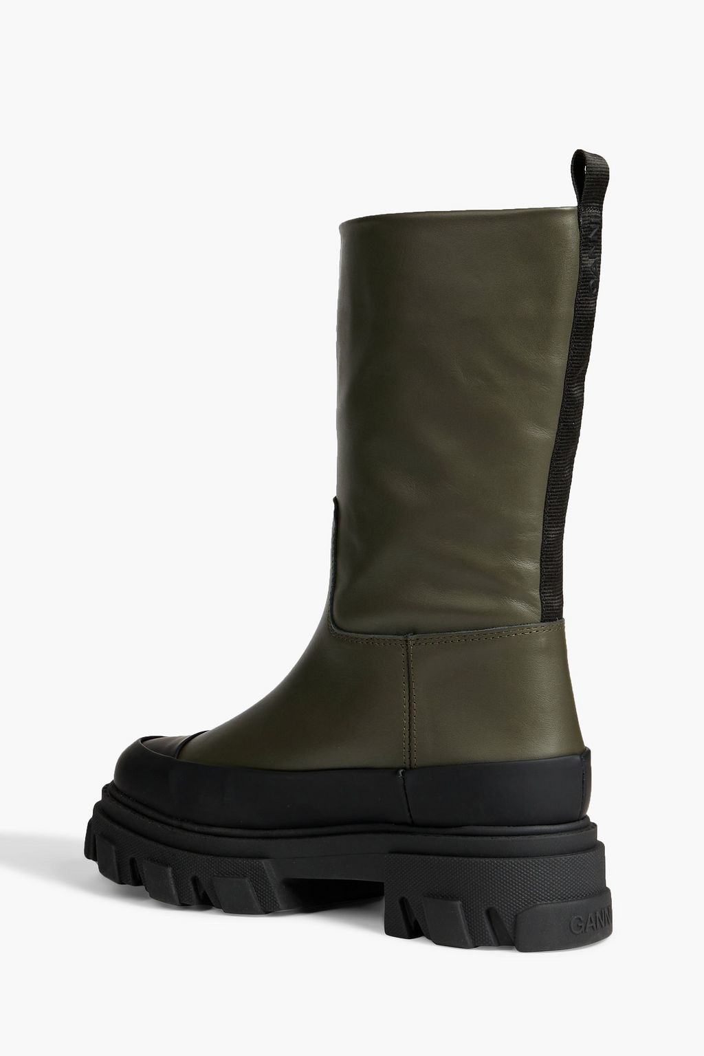 GANNI Tubular rubber-trimmed leather boots | THE OUTNET