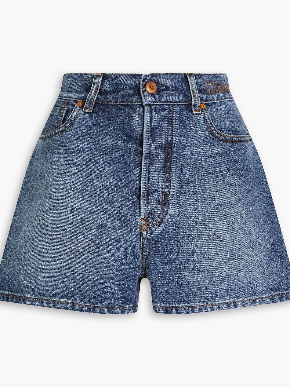 embroidered denim shorts