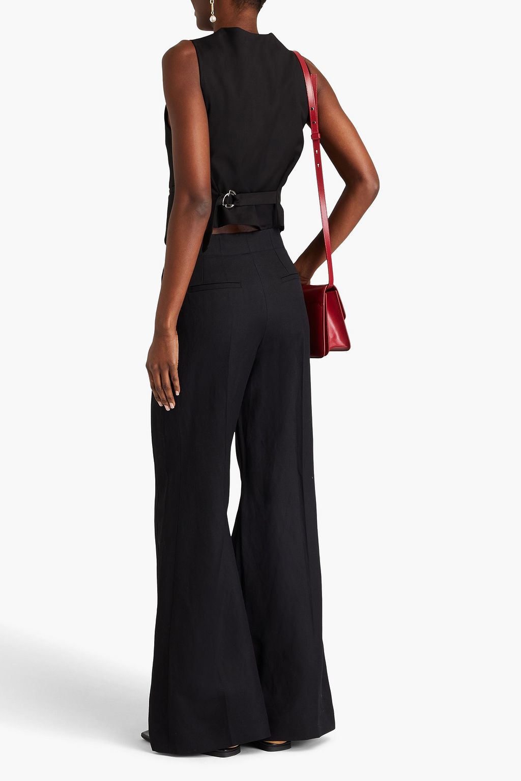 CHLOÉ Wool and linen-blend flared pants