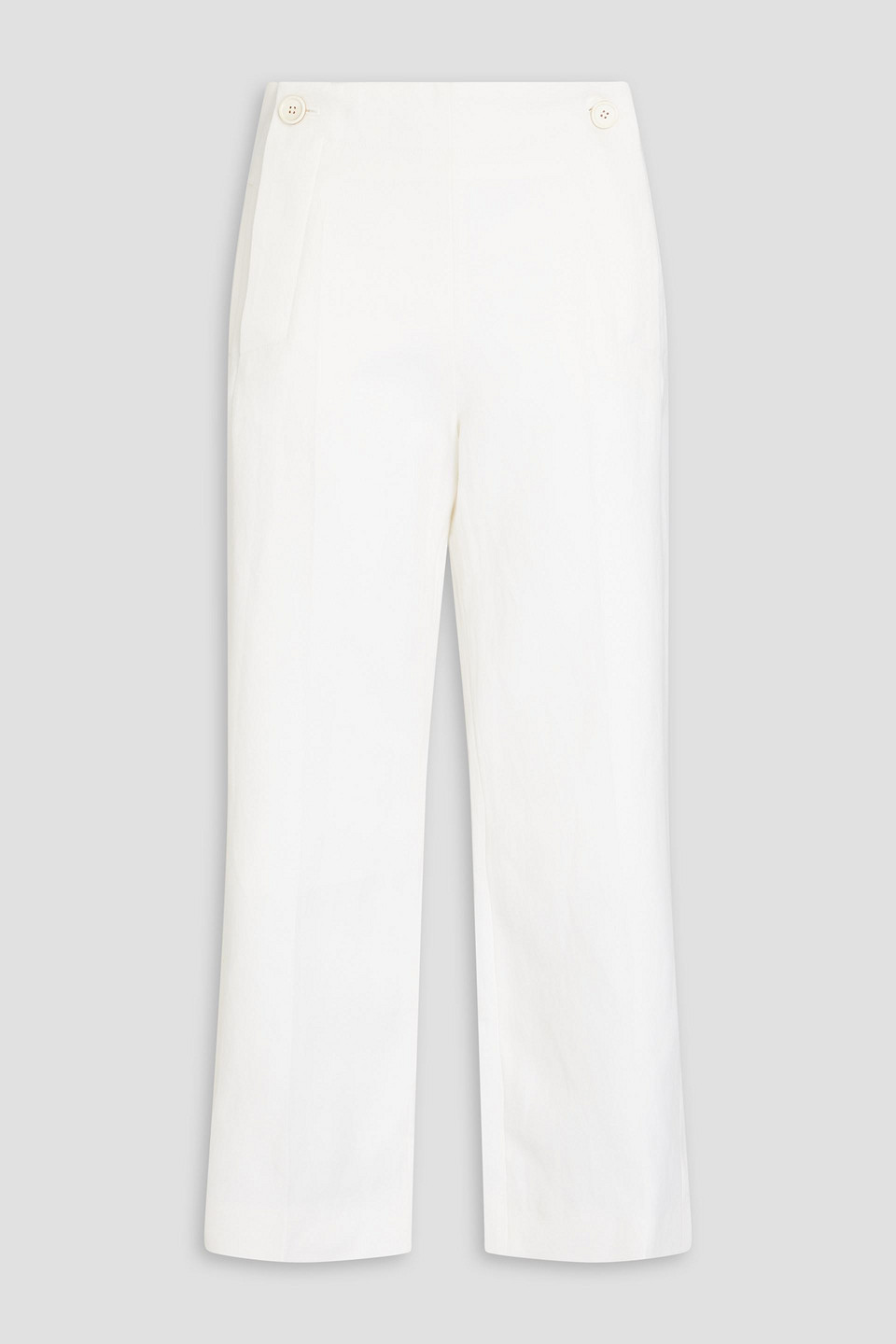 Chloé Cropped Wool And Linen-blend Flared Pants In Weiss