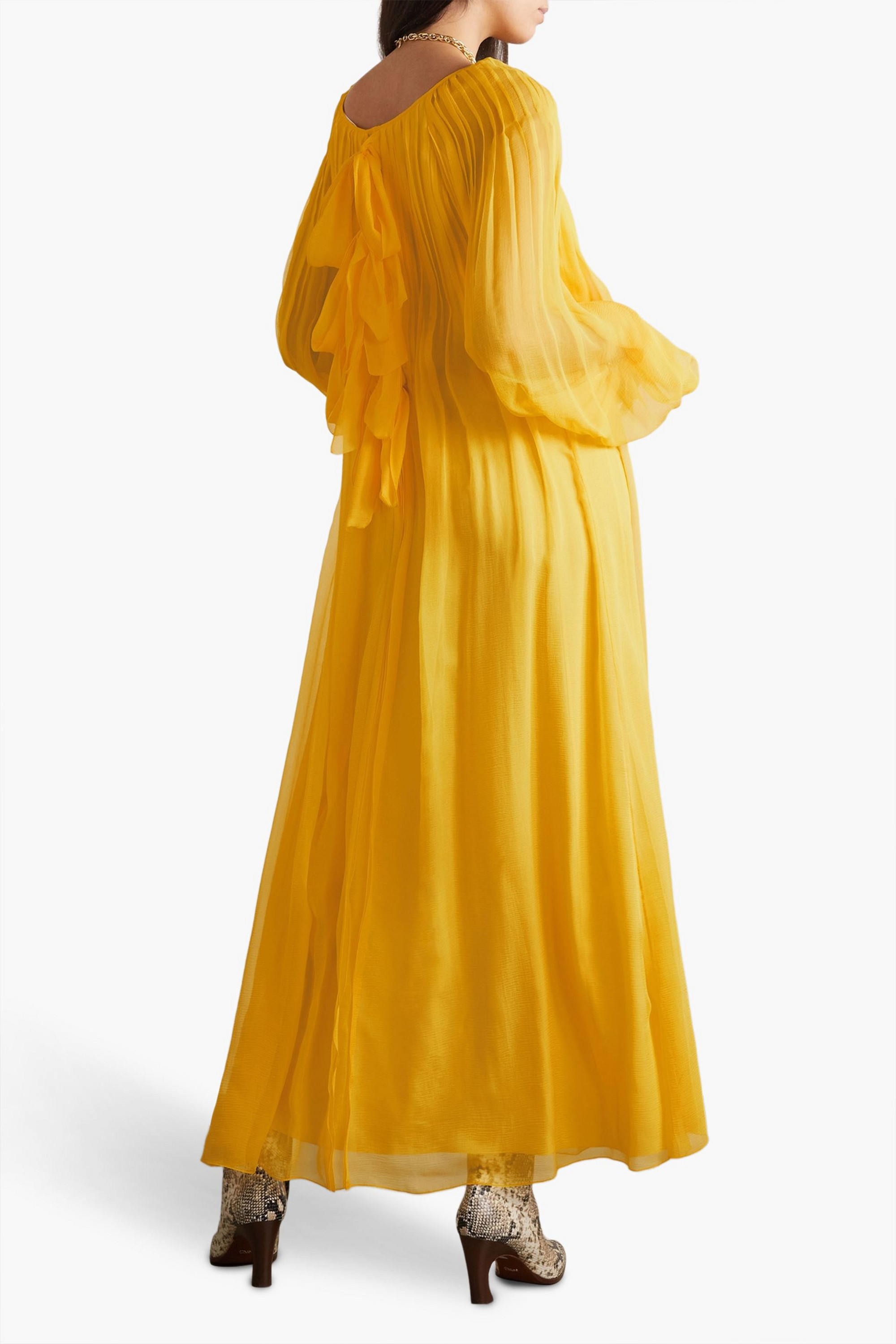 Chlo - Pleated silk-chiffon maxi dress | Plush