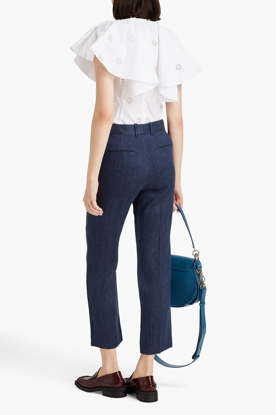 Chloé Ruffled Broderie Anglaise Cotton Blouse In Weiss