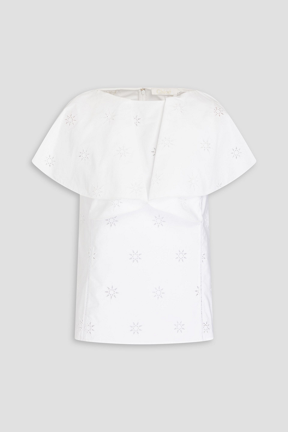 Chloé Ruffled Broderie Anglaise Cotton Blouse In Weiss