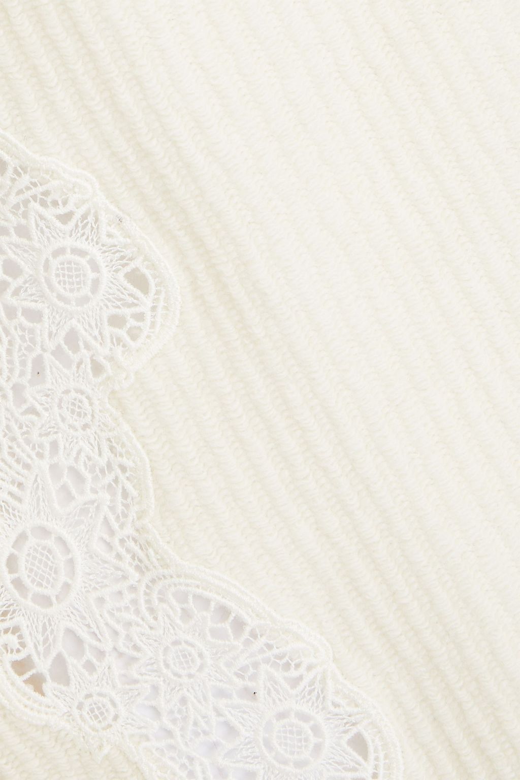CHLOÉ Guipure lace-trimmed ribbed wool sweater