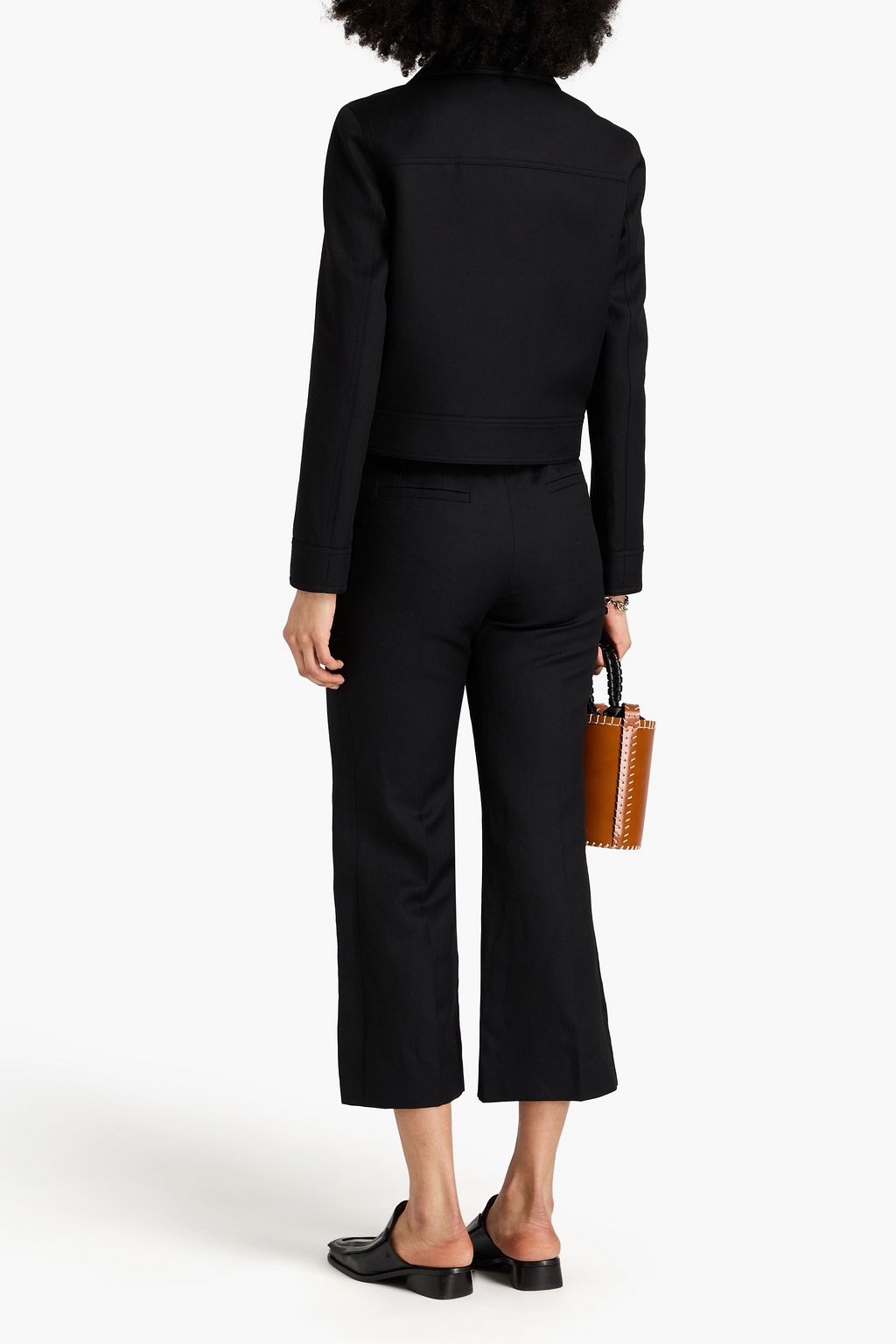 CHLOÉ Cropped wool and linen-blend flared pants