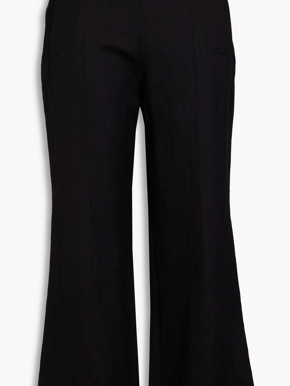 cropped wool and linen-blend flared pants