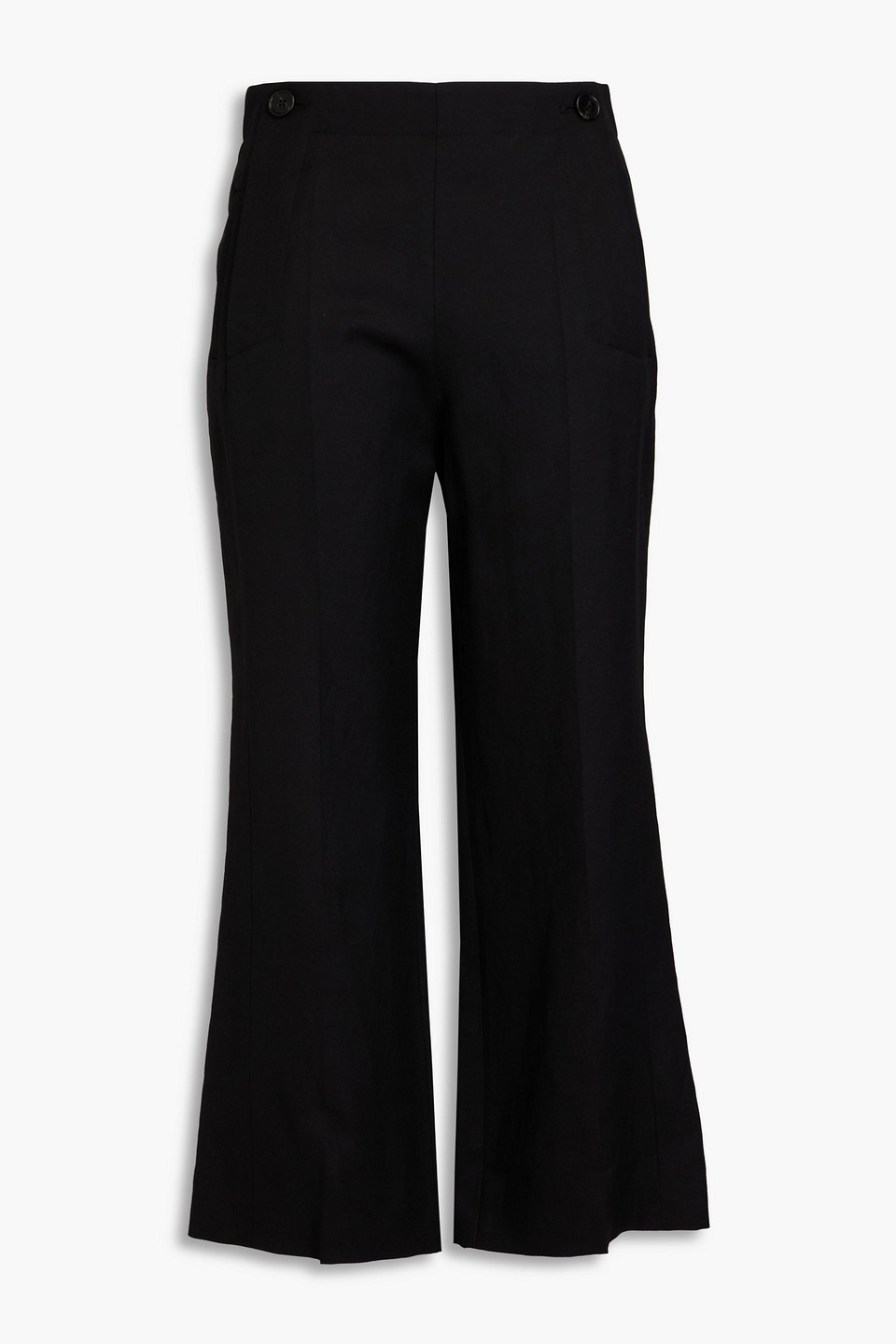 Chloé Cropped Wool And Linen-blend Flared Pants In Schwarz
