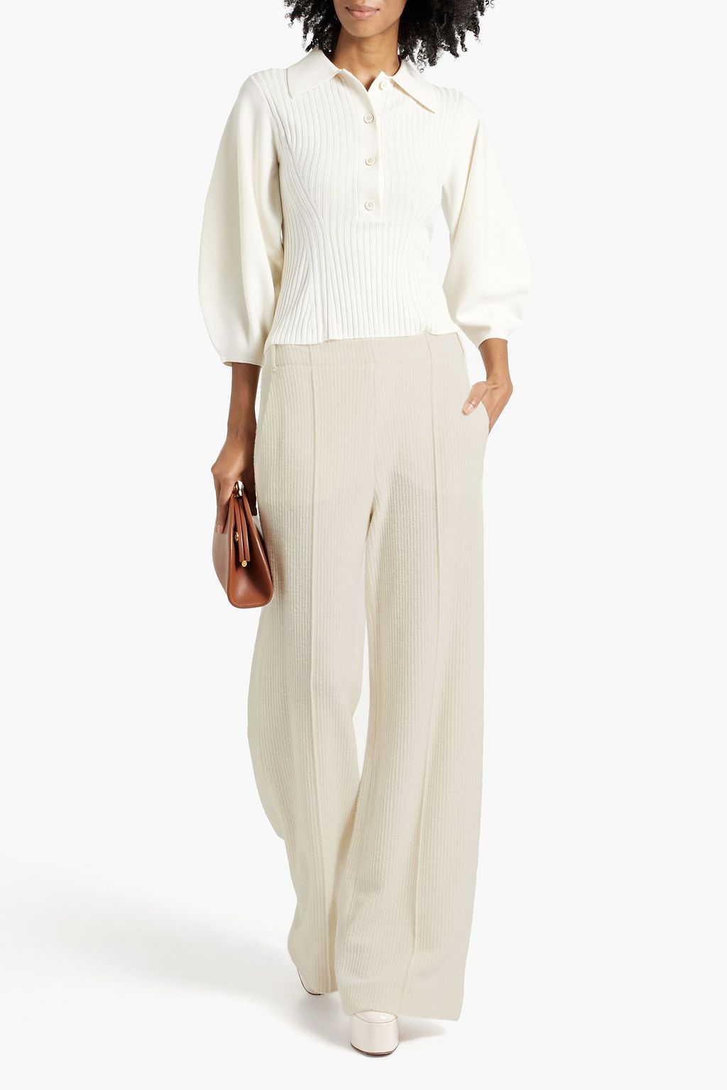 CHLOÉ Ribbed wool wide-leg pants