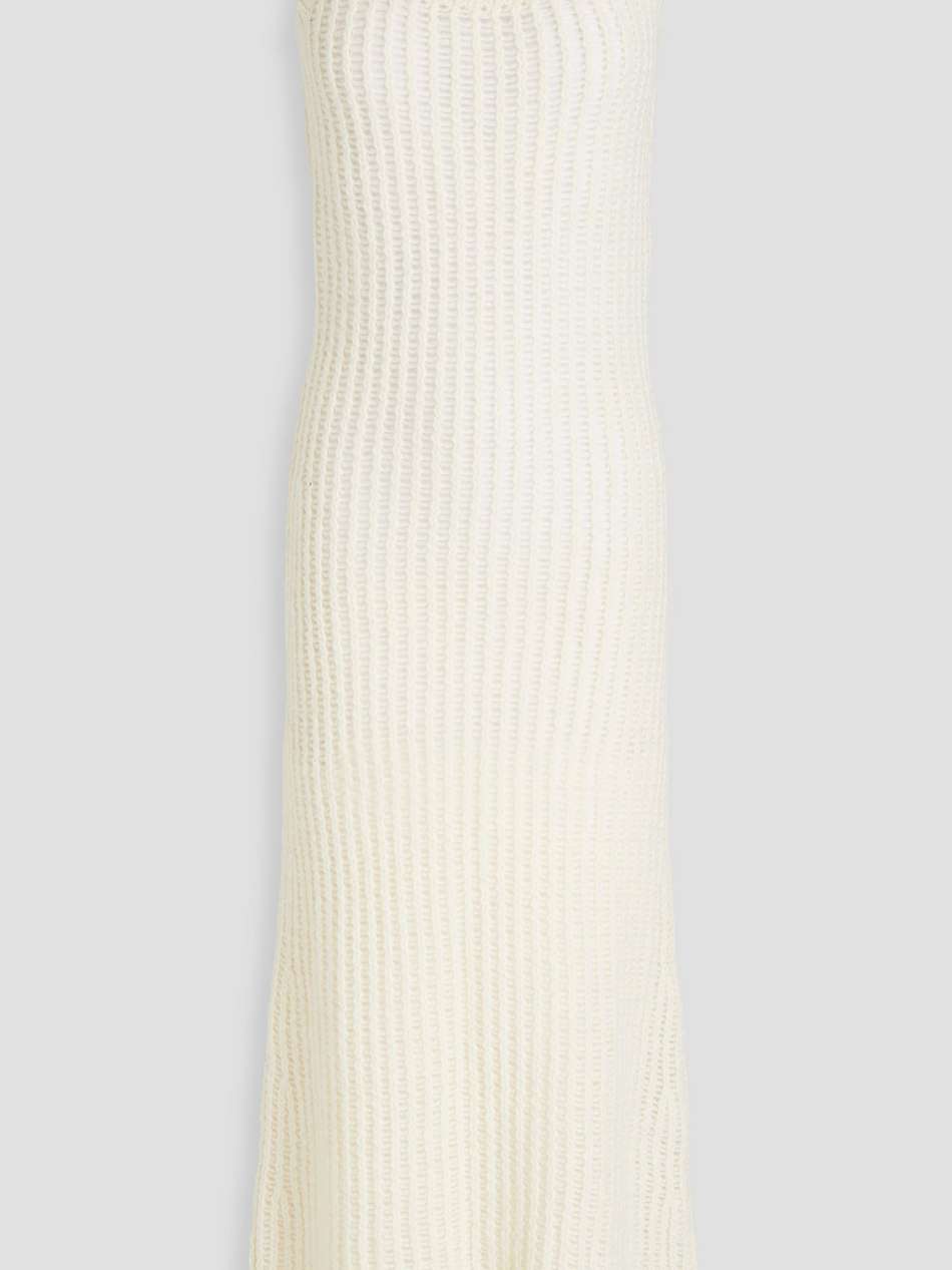 open-knit wool, silk and cashmere-blend midi dress