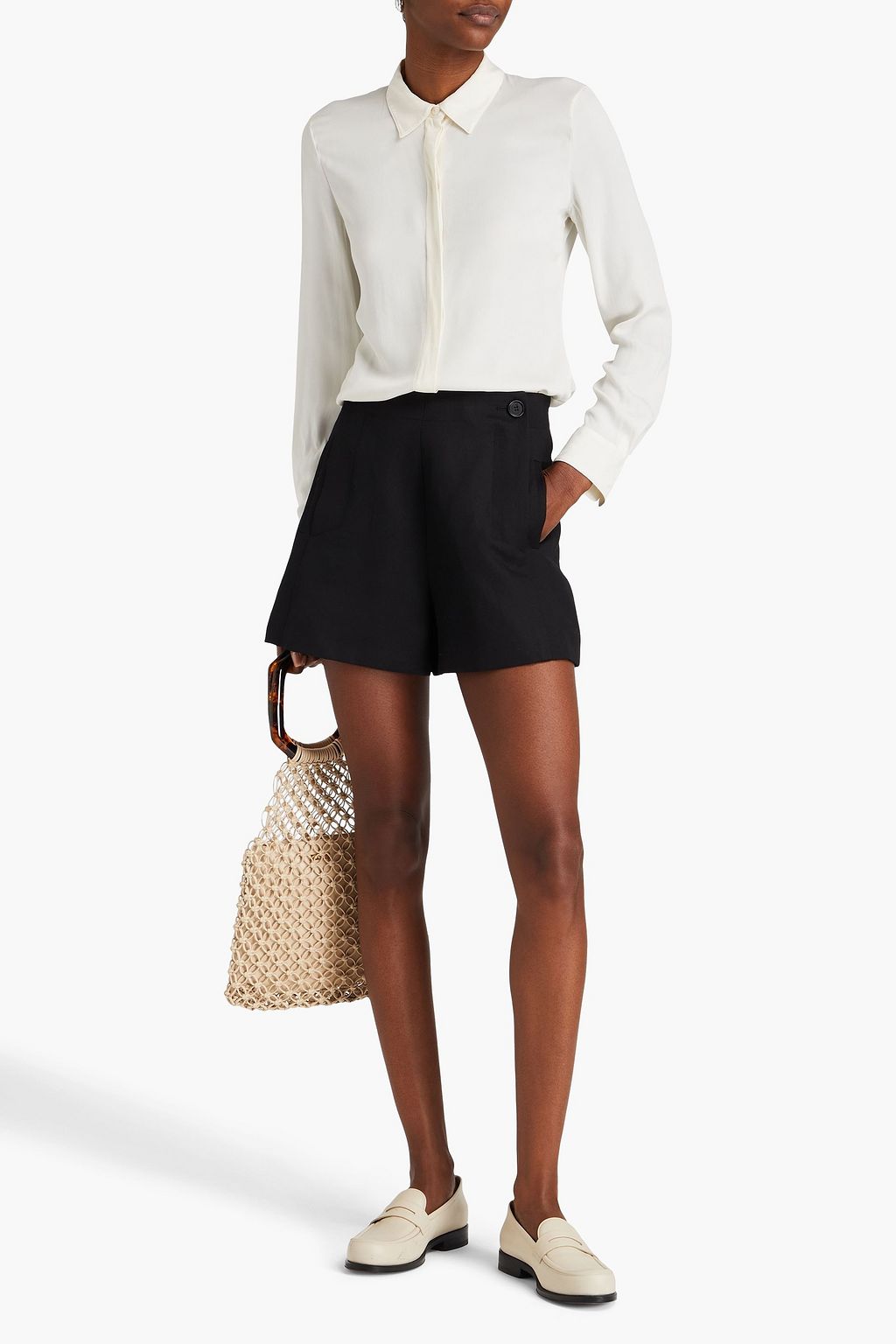 CHLOÉ شورت مصنوع من مزيج الكتّان والصوف