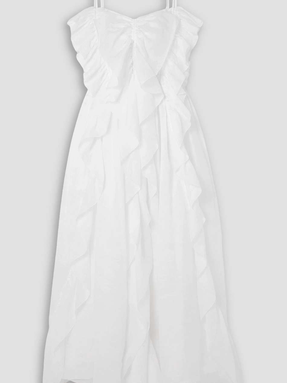 ruffled ramie midi dress