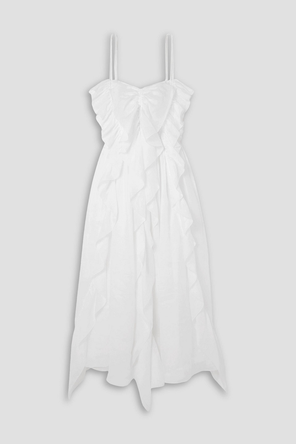 Chloé - Ruffled ramie midi dress - White - FR 44