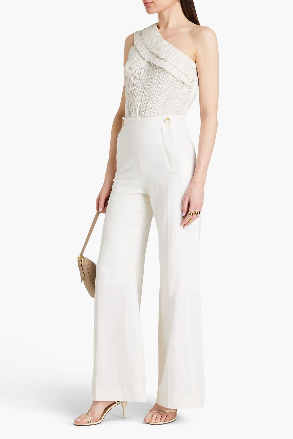 CHLOÉ Wool and linen-blend flared pants