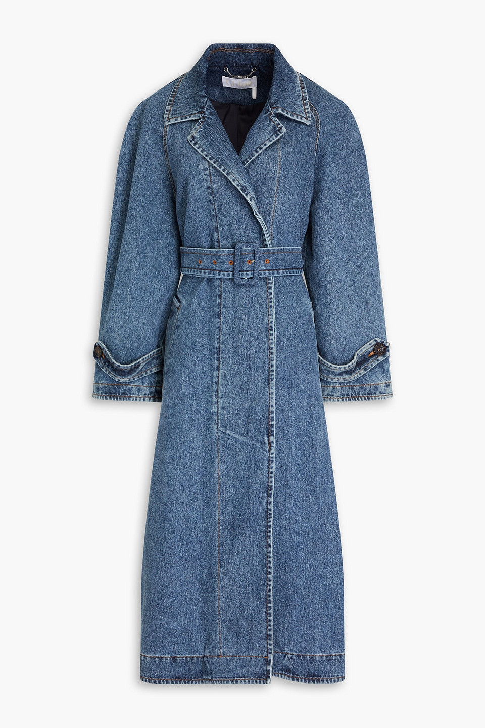 Chloé Denim Trench Coat In Mittelblauer Denim