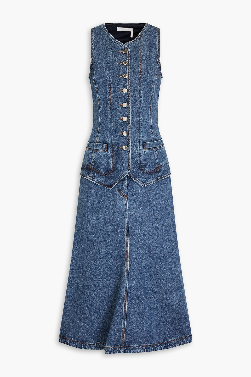 Chloé Denim Midi Dress In Mittelblauer Denim