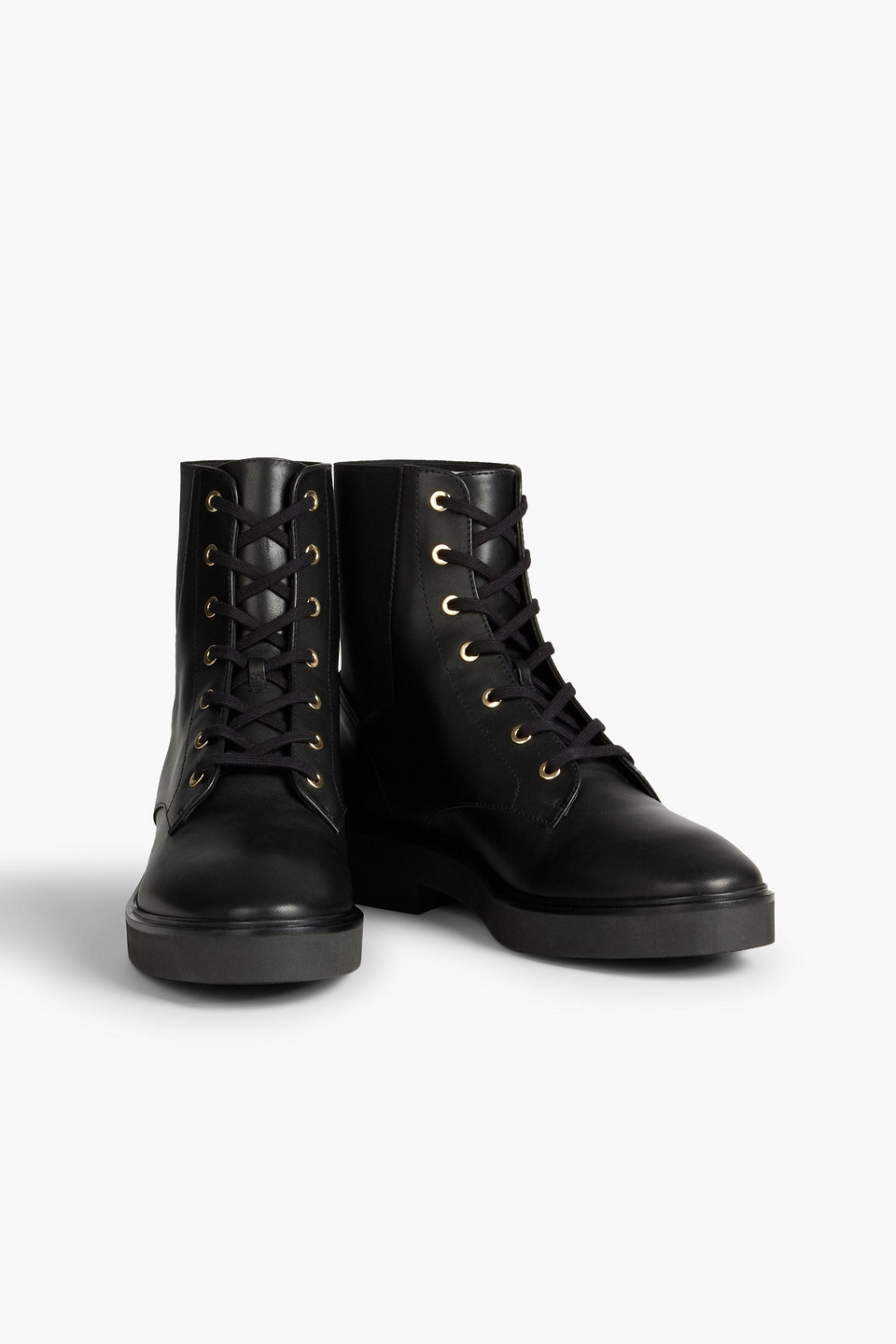 Stuart Weitzman Henley Leather Combat Boots In Black